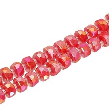 Crystal Glass Beads, 8 mm Rondelle Crystal Beads, Porcelain Red