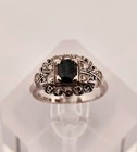 Palladium art deco approx .70 carat tw genuine sapphire & diamond ring sz 4.25