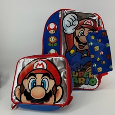 NWT Nintendo Super Mario Backpack Lunch Bag Pencil Case Set Character School