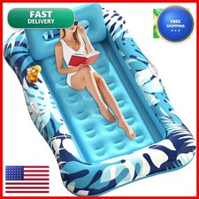 Nenrsl Pool Floats Adult,76"x48" XL Inflatable Tanning Pool Lounger Float