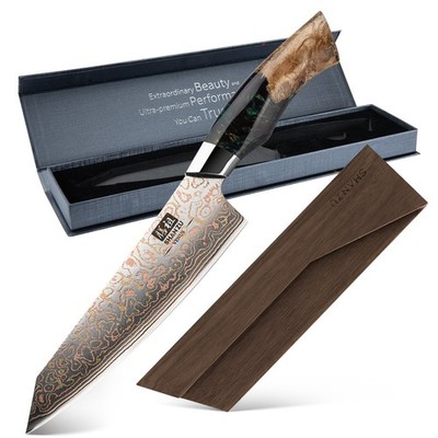 SHAN ZU Damascus Chef Knife 8 inch Japanese Kitchen Knives with Magnetic Sheath