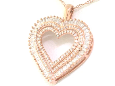 Herz Anhänger 417 Rotgold 10Kt Collier  50 Trapez 109 runde Diamanten  0,50ct - Bild 1 von 4