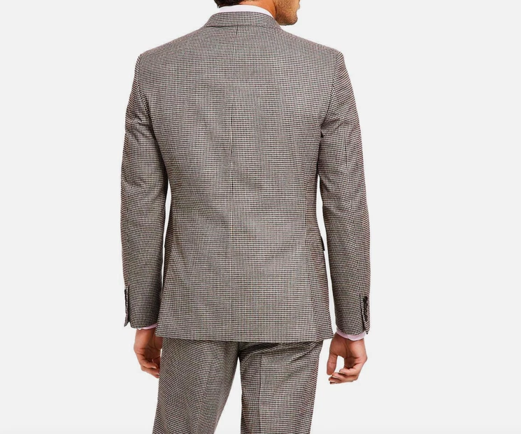 Bar III Men Slim Check Burgundy Black Tan Pants 32 X 32 Jacket Suit 36 R NEW - Image 2 of 4