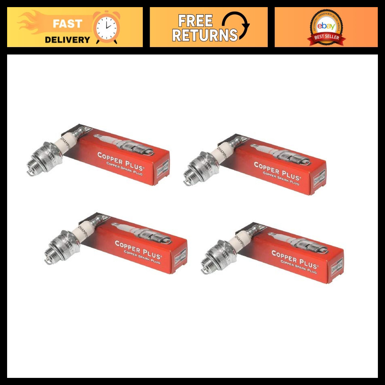 4 Pack RCJ7Y Spark Plugs - Copper Plus, High Performance, Engine Efficiency