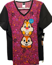 NWT  Women  s  V-Neck Disney Chip  Dale  Tooniforms Scrub Top  TF677
