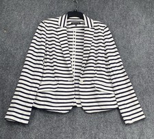 Jones New York Parisian Chic Navy Blue Striped Blazer Jacket Women s Size 12
