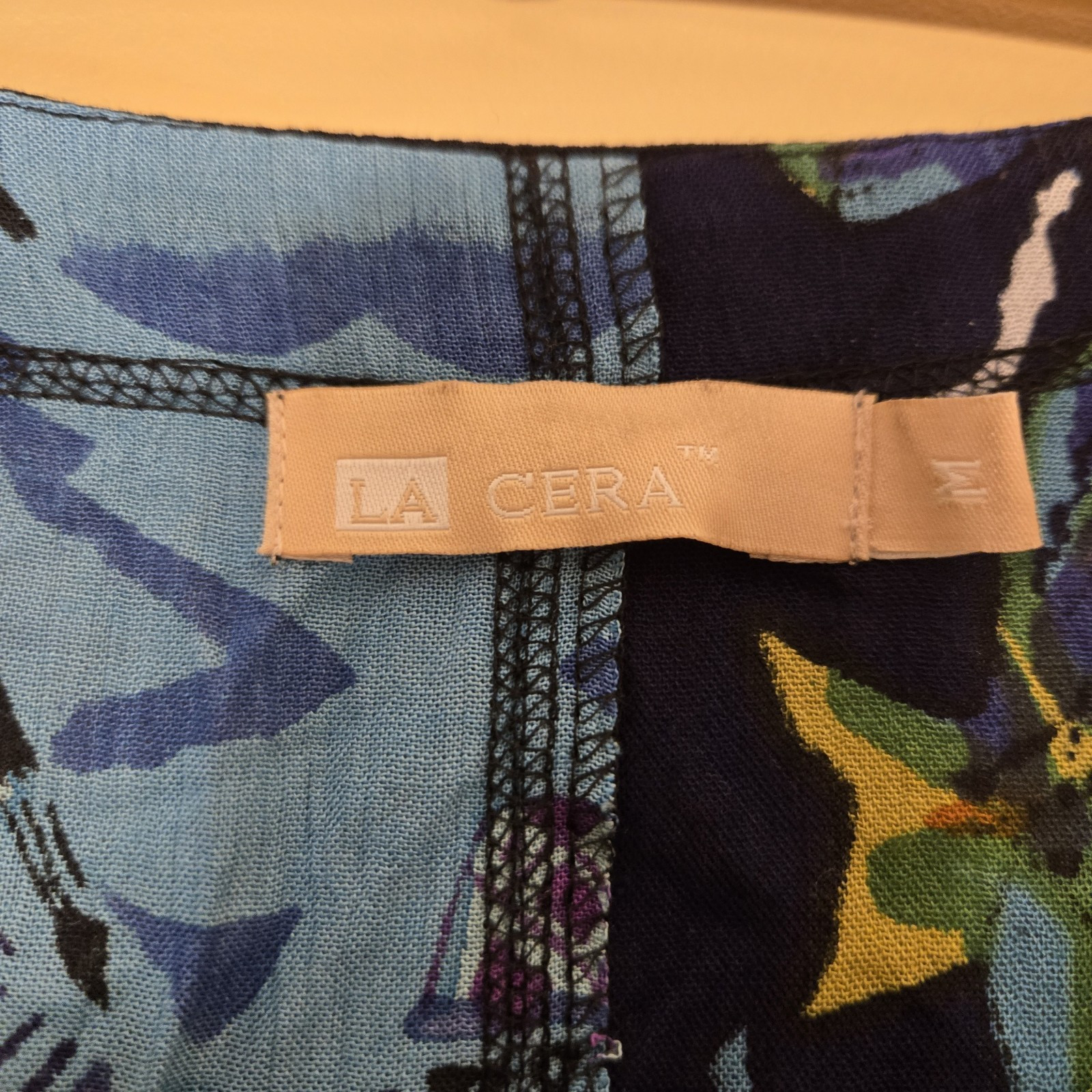 La Cera Blouse Size Medium Patchwork Button Front… - image 7