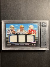 2011 Topps Prime Triple Relic Brady Manning Rodgers Game Used Jersey /25