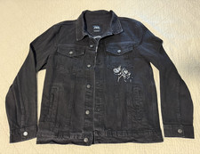 ZARA Women s Black Denim Jacket Button Front ...