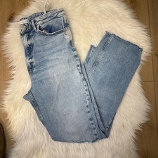  Zara Light Blue Straight Leg Distressed Jeans - Size 6
