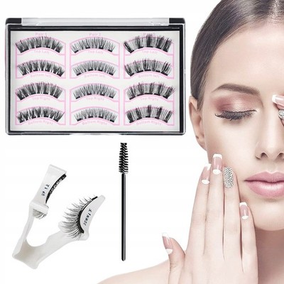 12X Magnetische Wimpern Natürlich Look 3D Magnetic Eyelashes Kit mit Applikator
