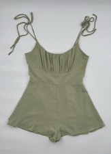 Summer 10 Mint Green Romper Shoulder Tie Straps Lined Preppy Festival Women s M