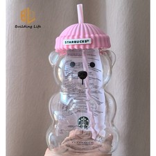 2026 Starbucks Bearista Pink Bear Glass Tumbl...