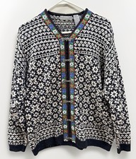 Northern Isles Vintage Nordic Fair Isle Embroidered Cardigan Sweater Large