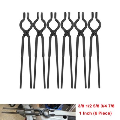V Bolt Tongs Set 6PCS Blacksmith Forge Knife Making Bladesmith Tongs 3/8-1in