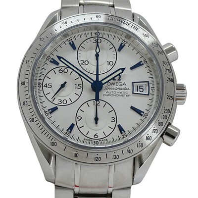 AUTH OMEGA SPEEDMASTER DATE CHRONOGRAPH WATCH 3211.32 AUTOMATIC SS SILVER MEN'S