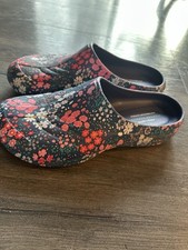 Easy Spirit Slip Resistant Martha Stewart Womens Blue Floral Clog Flat Size 10