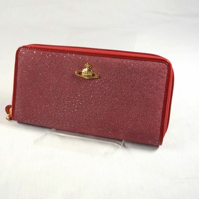 [Unused] Vivienne Westwood Stardust round zipper long wallet leather red  Coin