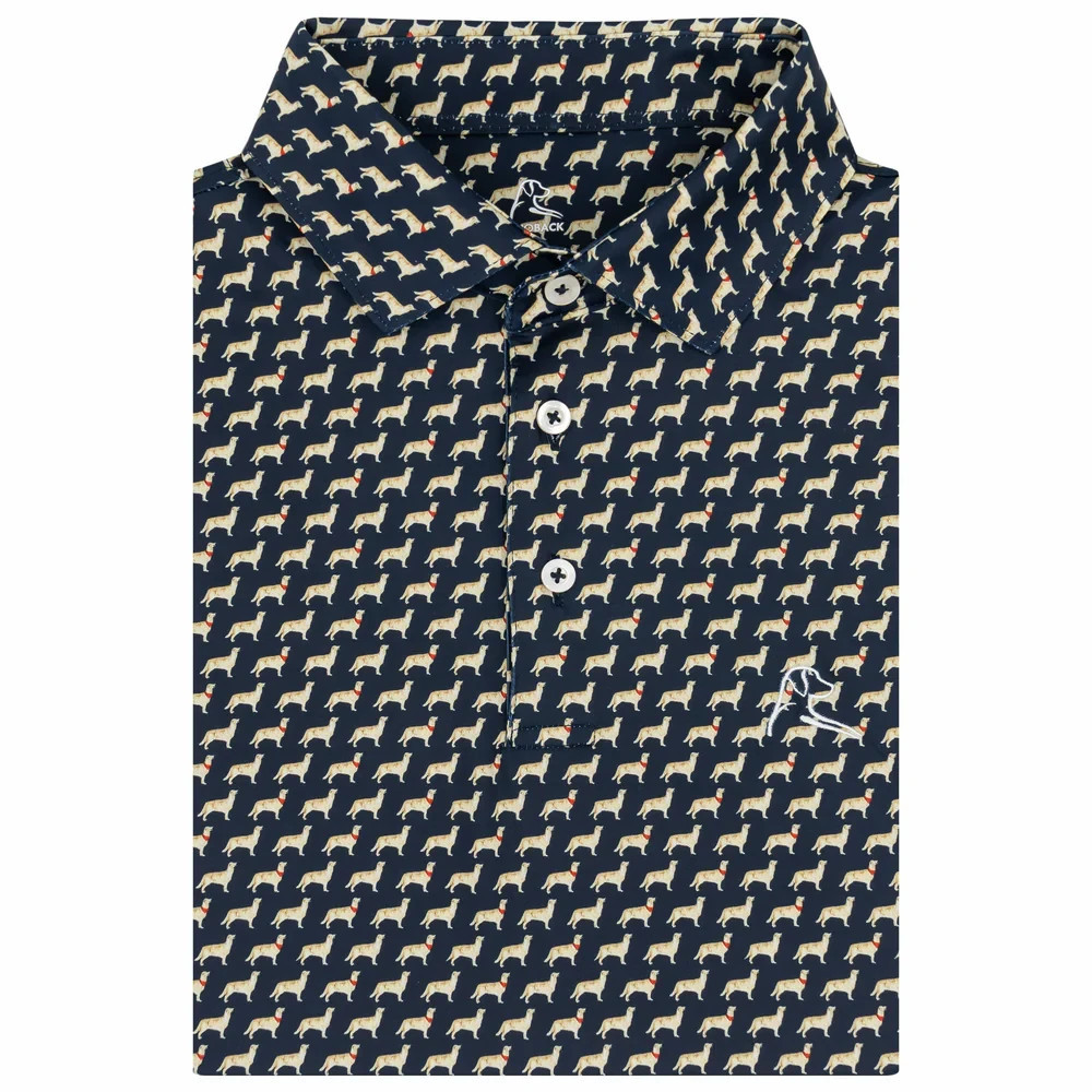Rhoback the Golden Retriever Men'S Performance Polo | Dog & Tennis Ball Style