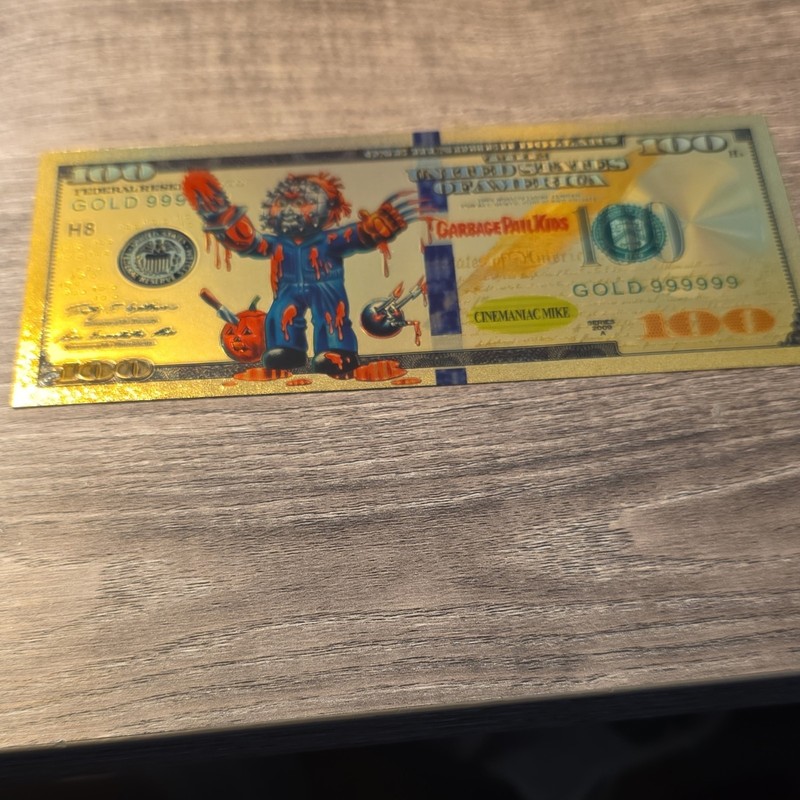 Garbage Pail Kids Novelty Banknote $100 Gold Foil Bill Collectible