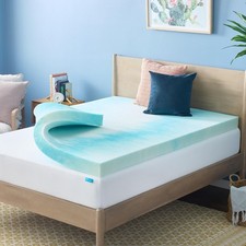 Linenspa 4 Inch Swirl Gel Memory Foam Mattress Topper, Queen Size Cooling Gel