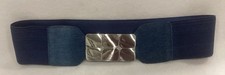 Women Wide Elastic Waist Belt Stretch Denim With Silver Buckle 32  -38  