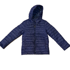 Lands End Sz Medium M Boys Jacket 10-12 Lightweight Puffer Coat Blue Youth Kid