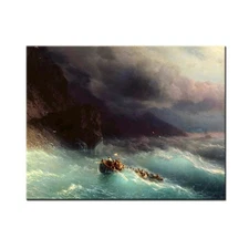 Hand painted Oil painting Ivan Aivazovsky The Shipwreck on Black Sea Canvas Repr