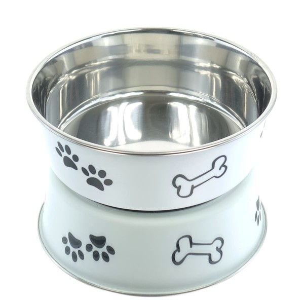 Nobby® Hunde Edelstahlnapf Fusion L Weiß Rutschfest Ø 20 Cm Ca. 1.800 Ml-image