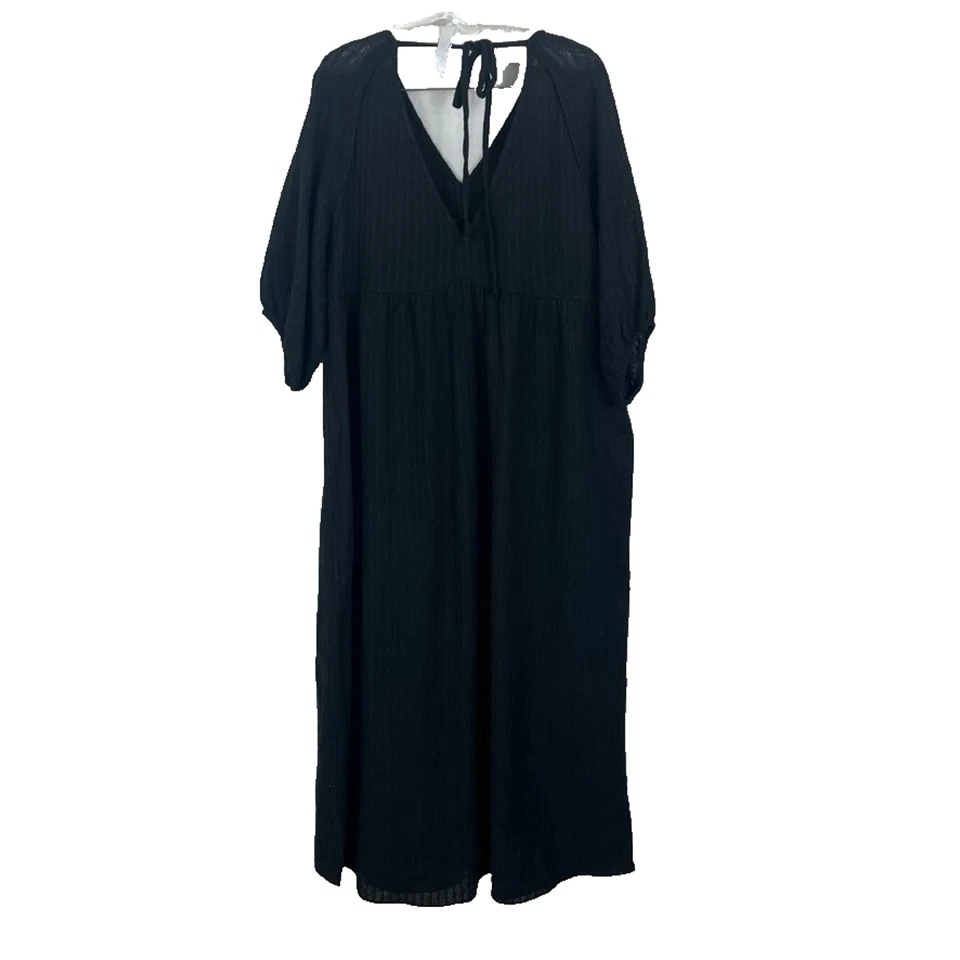 Maxi Vestido Largo Massimo Dutti Para Mujer XS Negro Cuello en V Manga Globo Foto 2 de 4