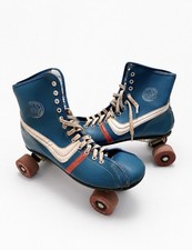 Vintage Official Roller Derby Roller Skates Blue Red White Size 8 Women  s