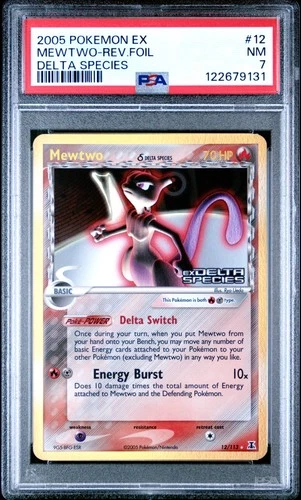 2005 POKEMON EX DELTA SPECIES #12 MEWTWO-REVERSE FOIL PSA 7