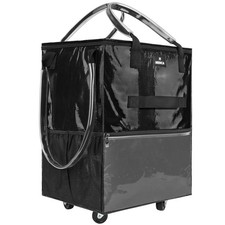 Reusable Grocery Bag On Wheels, 70L Foldable Shopping Rolling Medium, Black