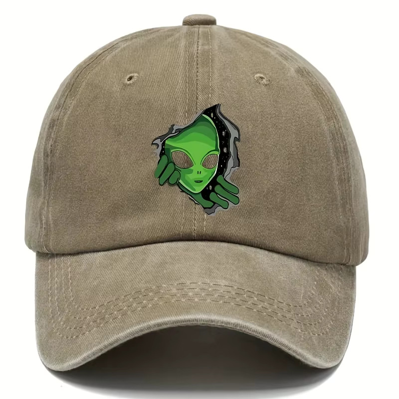 Alien UFO Monster Adjustable Baseball Cap Unisex Hat Distressed Washed ...