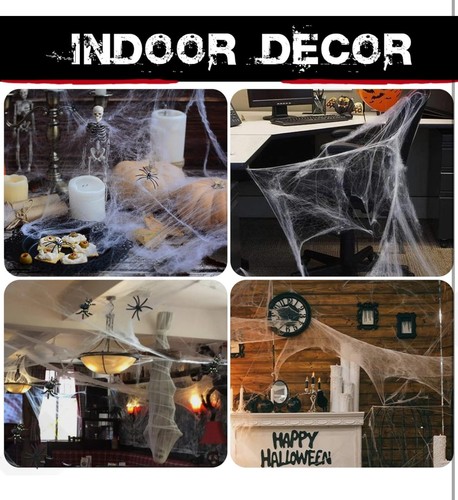 ZPISF 1400 sqft Halloween Spider Webs Decorations with 150 Extra Fake Spiders... - Picture 6 of 10