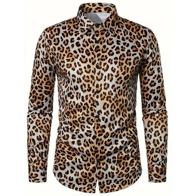 Camisa Estampada De Manga Larga Para Hombres Ropa Hawaiana De