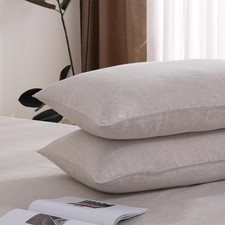 100 French Linen Pillowcase Set of 2, Breathable Envelope Closure Soft Linen