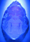 Blue Vaseline Selenium Glass Style Art Glass Bigfoot Paperweight - Glows PINK! — photo 3