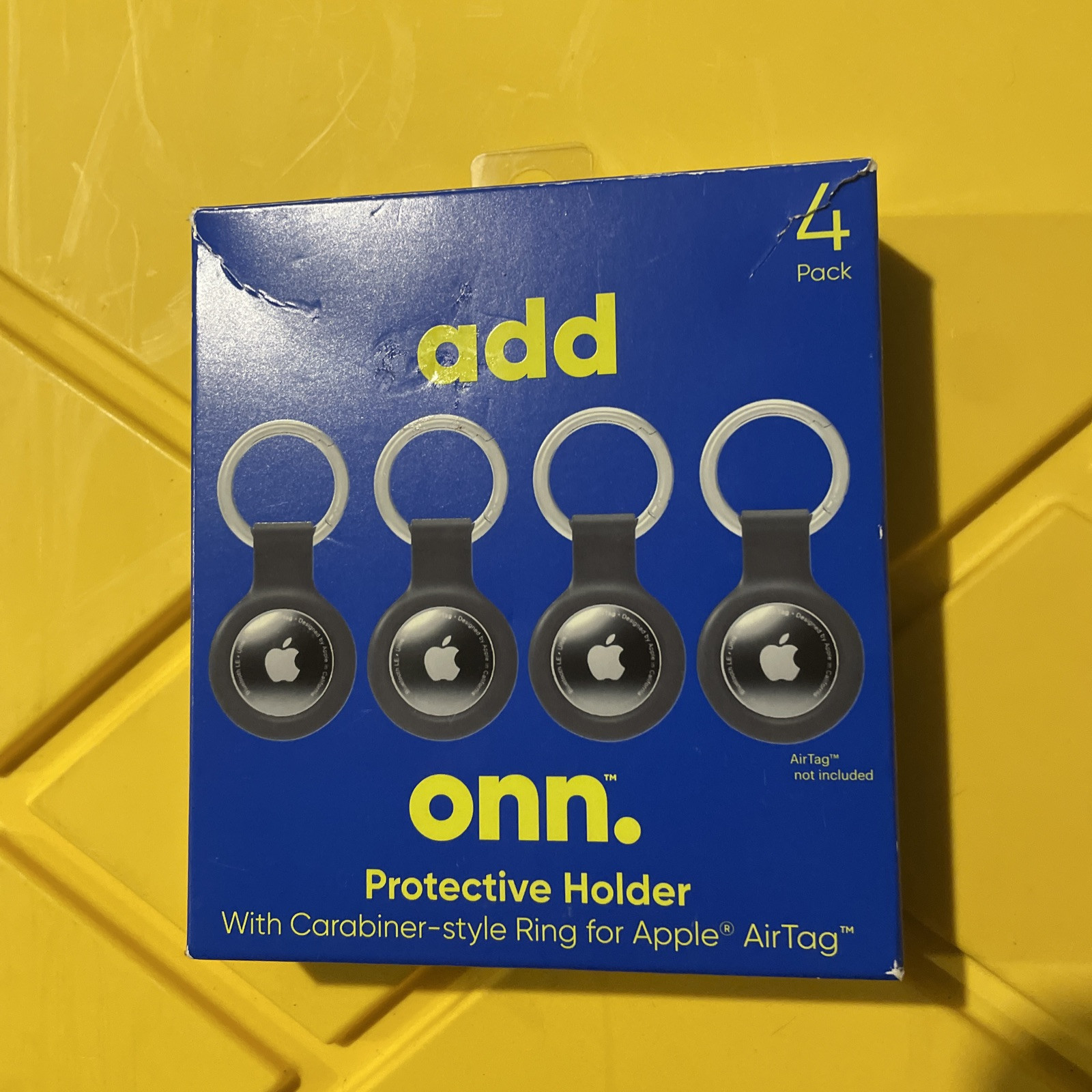 ONN Apple AirTag Carabiner-Style Silicone Protective Holder 4 Pack in Black