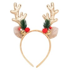 Christmas Headbands Christmas Glitter Elk Antlers With Jingle Bells Hair Gold