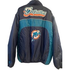 Miami Dolphins NFL Football Vintage Reversible Jacket Men's Embroidered on Both