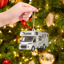 Camper Van Ornament, Caravan Christmas lights Ornament For Camping Lovers