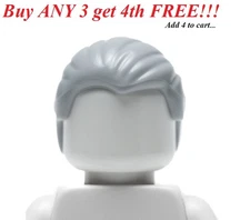 ☀️NEW LEGO Minifig Minifigure Male Boy Hair Combed Front Rear Light Bluish Gray