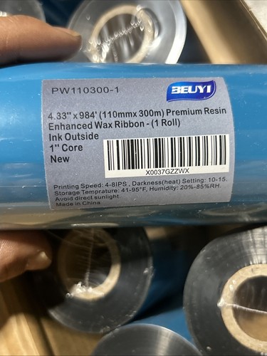 10 Rollen 4,33 Zoll x 984 Fuß Premium Harz verbessertes Wachsband 1 Zoll Kern Thermotransfer - Bild 5 von 6