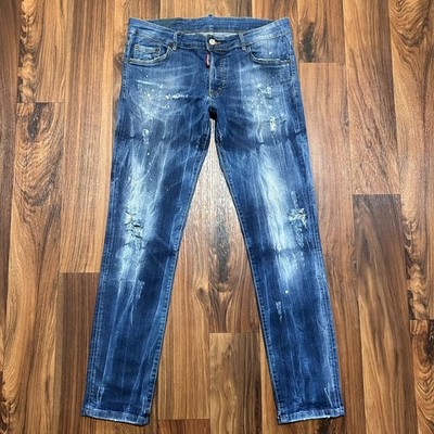 Dsquared2 Slim Jean Factory Distressed W34 L31 Blue Mens