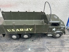 Vintage Marx U.S. Army Pressed Steel 6 Wheel Transport Truck U.S.5417314-18-1/2”