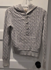 Polo Jeans 1967 Ralph Lauren Cable Knit Hooded Cardigan Sweater Hoodie Sz Small