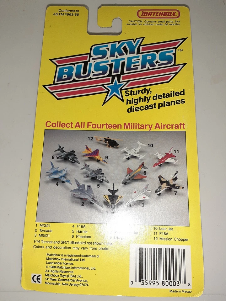 Matchbox Sky Busters Mirage Yellow 1988 MISB FREE SHIPPING - Image 3 of 3