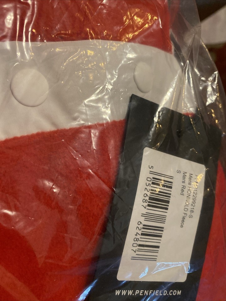 Penfield Men's Mars Red White Blue Honnold Fleece Jacket Size Small