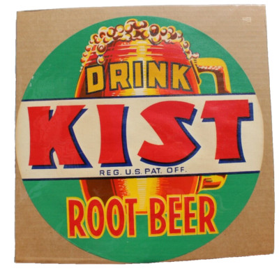 Vintage 1940s Paper Kist Root Beer Circle Advertisting Beverage Sign 13 1/2''